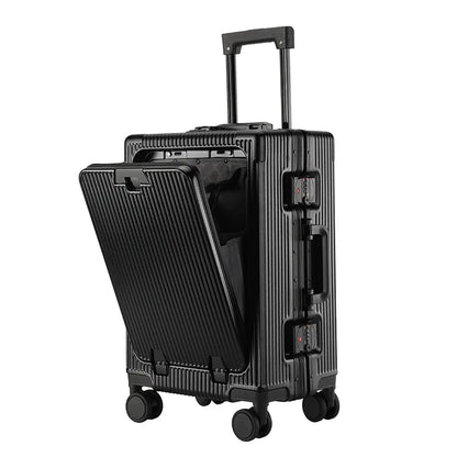 Smart Carry-On Suitcase with USB Port, Cup Holder & Front Access Pocket
