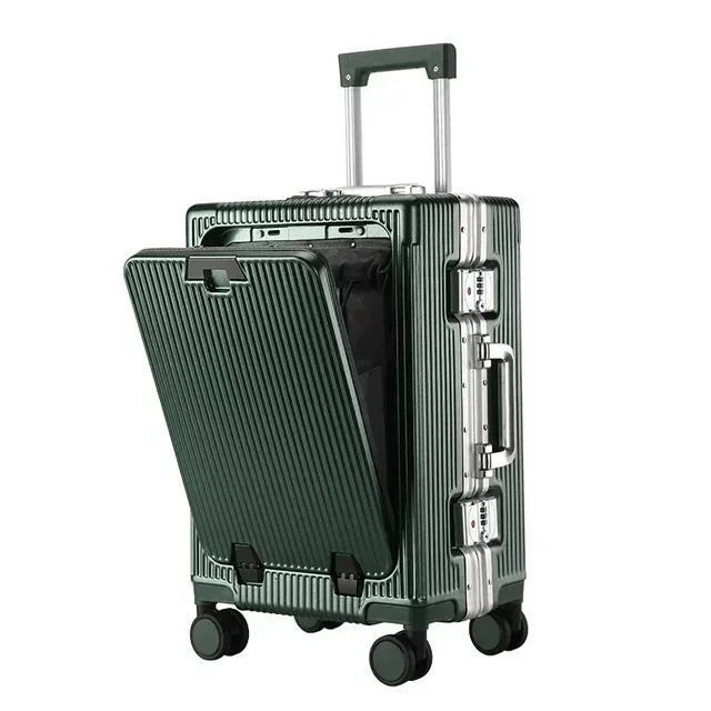 Smart Carry-On Suitcase with USB Port, Cup Holder & Front Access Pocket