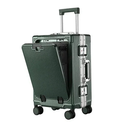 Smart Carry-On Suitcase with USB Port, Cup Holder & Front Access Pocket