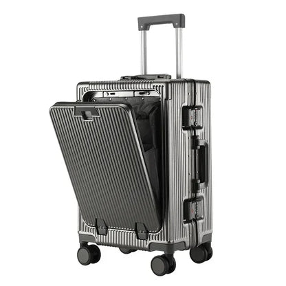 Smart Carry-On Suitcase with USB Port, Cup Holder & Front Access Pocket