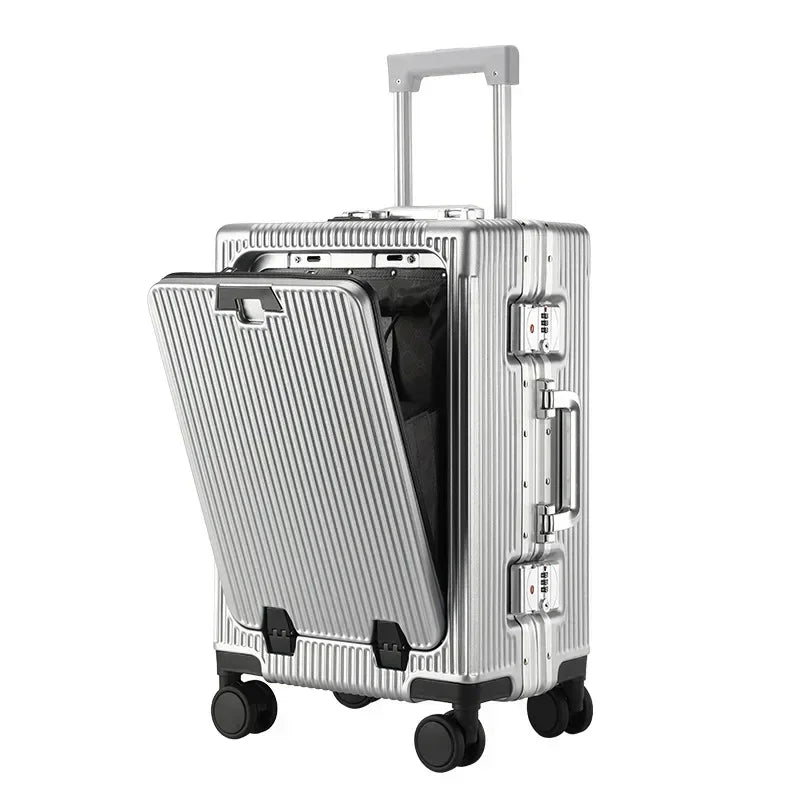 Smart Carry-On Suitcase with USB Port, Cup Holder & Front Access Pocket