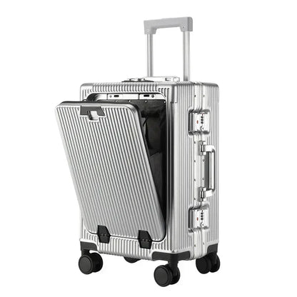 Smart Carry-On Suitcase with USB Port, Cup Holder & Front Access Pocket